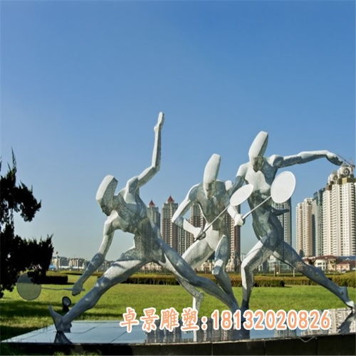 不銹鋼打羽毛球剪影人物雕塑 臺州白鋼雕塑工藝之美